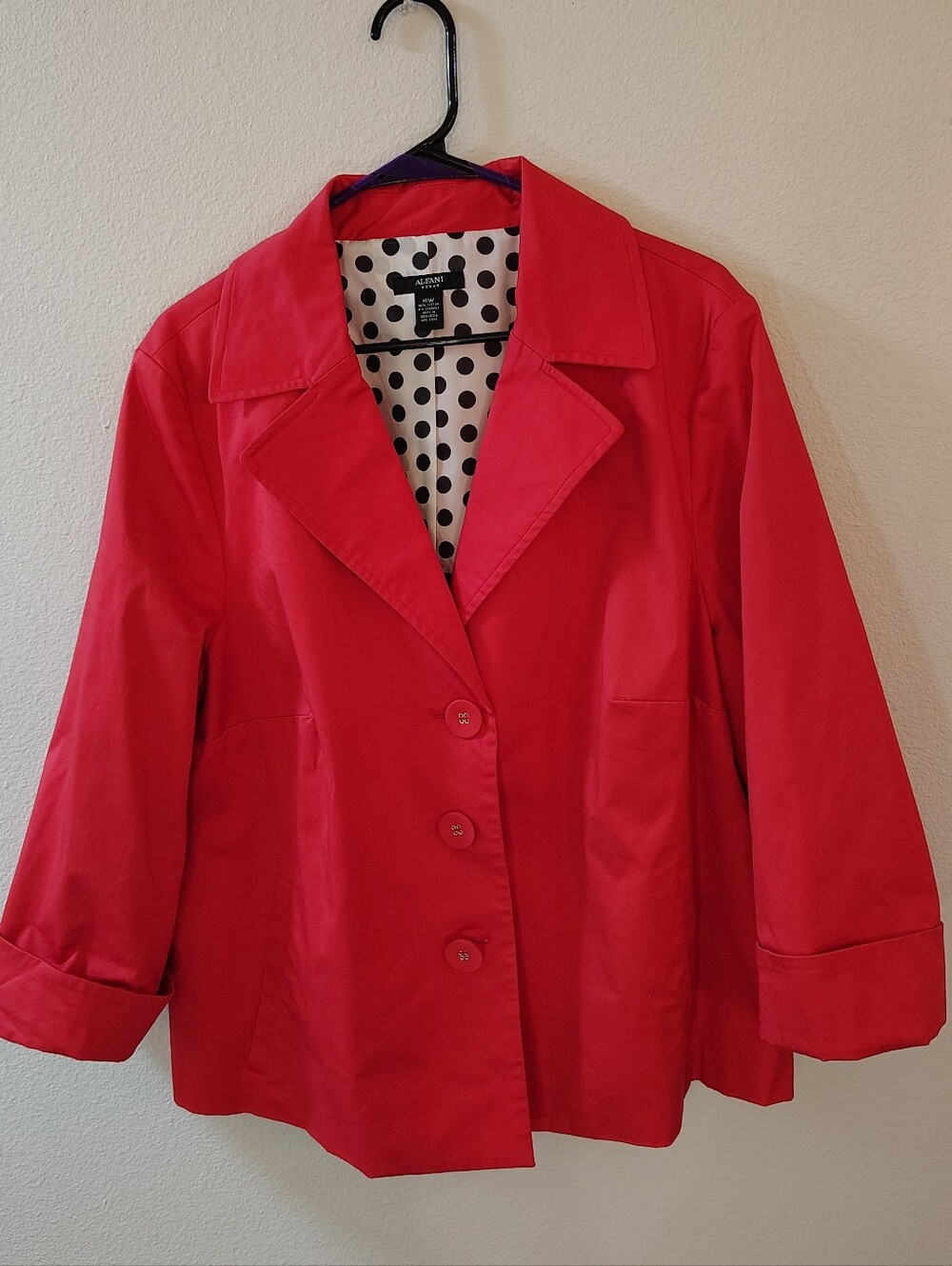 Adorable Bright Red Blazer Jacket with Polka-dot Lining ~Size 16 ~ New w/o Tags